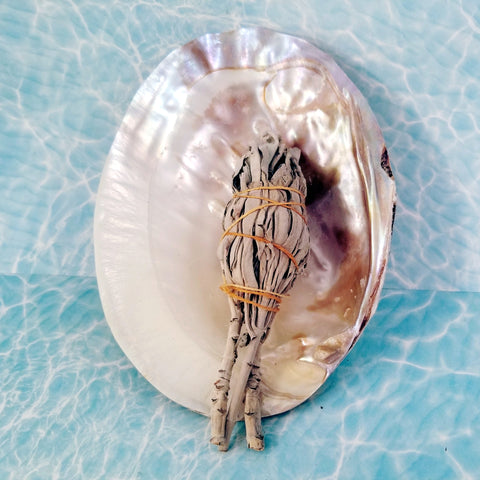 Abalone Shell with Sand and White Sage